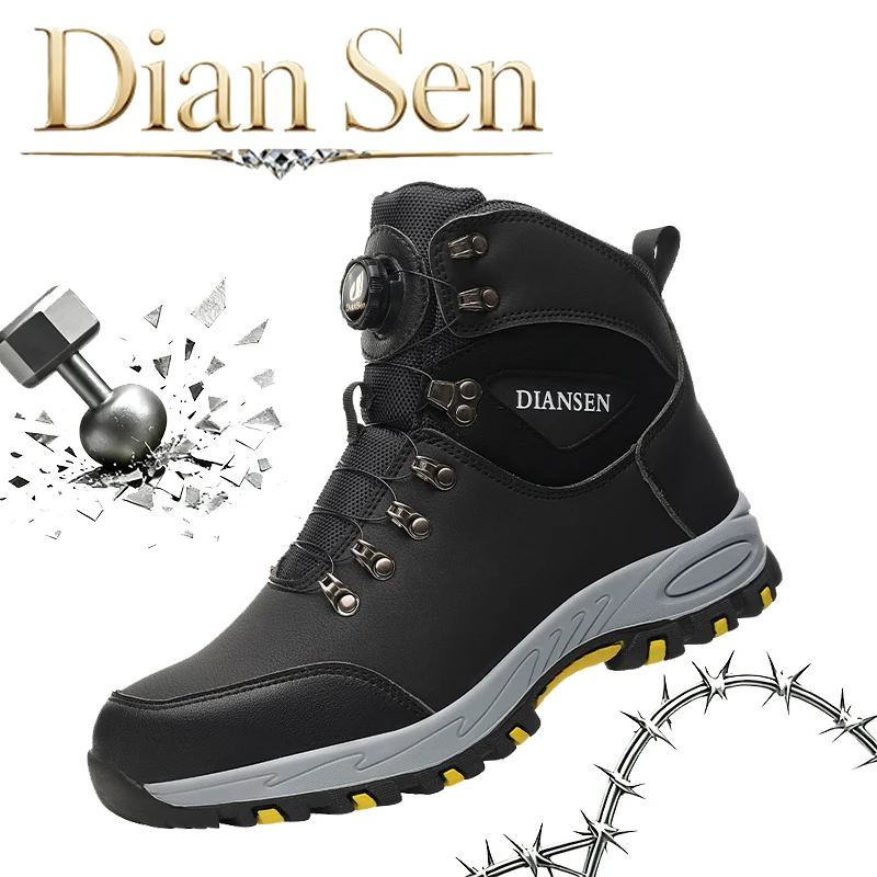 Men's Safety Work Boots Indestructible Steel Toe Anti- Smash Resistant Stab Proof Safety Shoes Breathable Slip-Resistant Durable