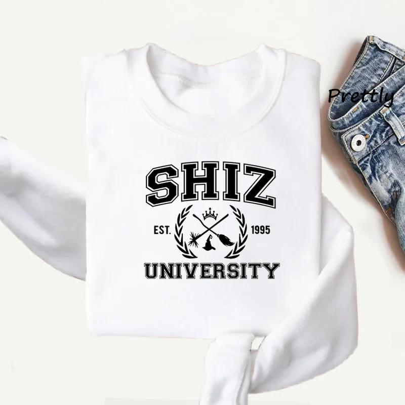 Shiz University College Sweatshirt Women Aesthetic Wicked The Musical Movie Graphic Hoodies Harajuku Pullover Sweat Clothing