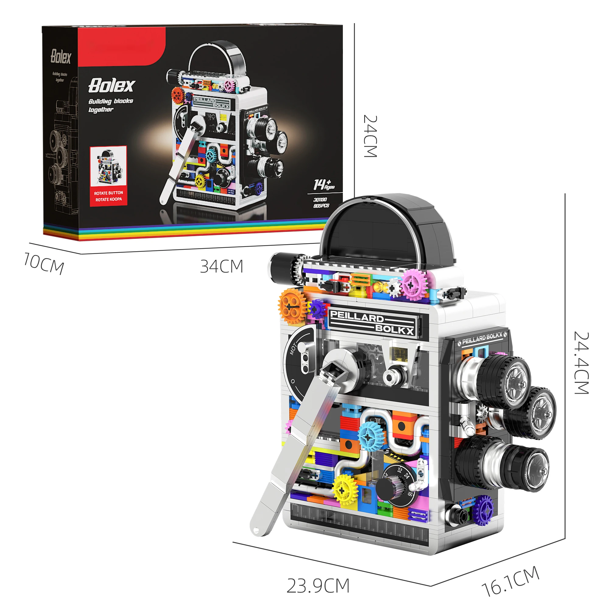 クリエイティブレトロフィルムカメラビルディングブロックセット機械構造可動ギアモデル構築キット装飾玩具ギフト子供のための