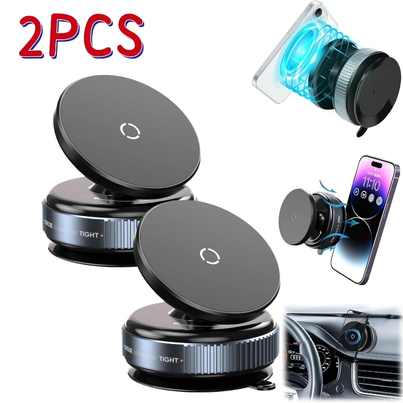 

Автомобильный магнитный держатель для телефона с вакуумной присоской 360° ° Вращение для зеркальной стены Tesla для iPhone 12 ~ 16 серии, все умные сотовые мобильные телефоны