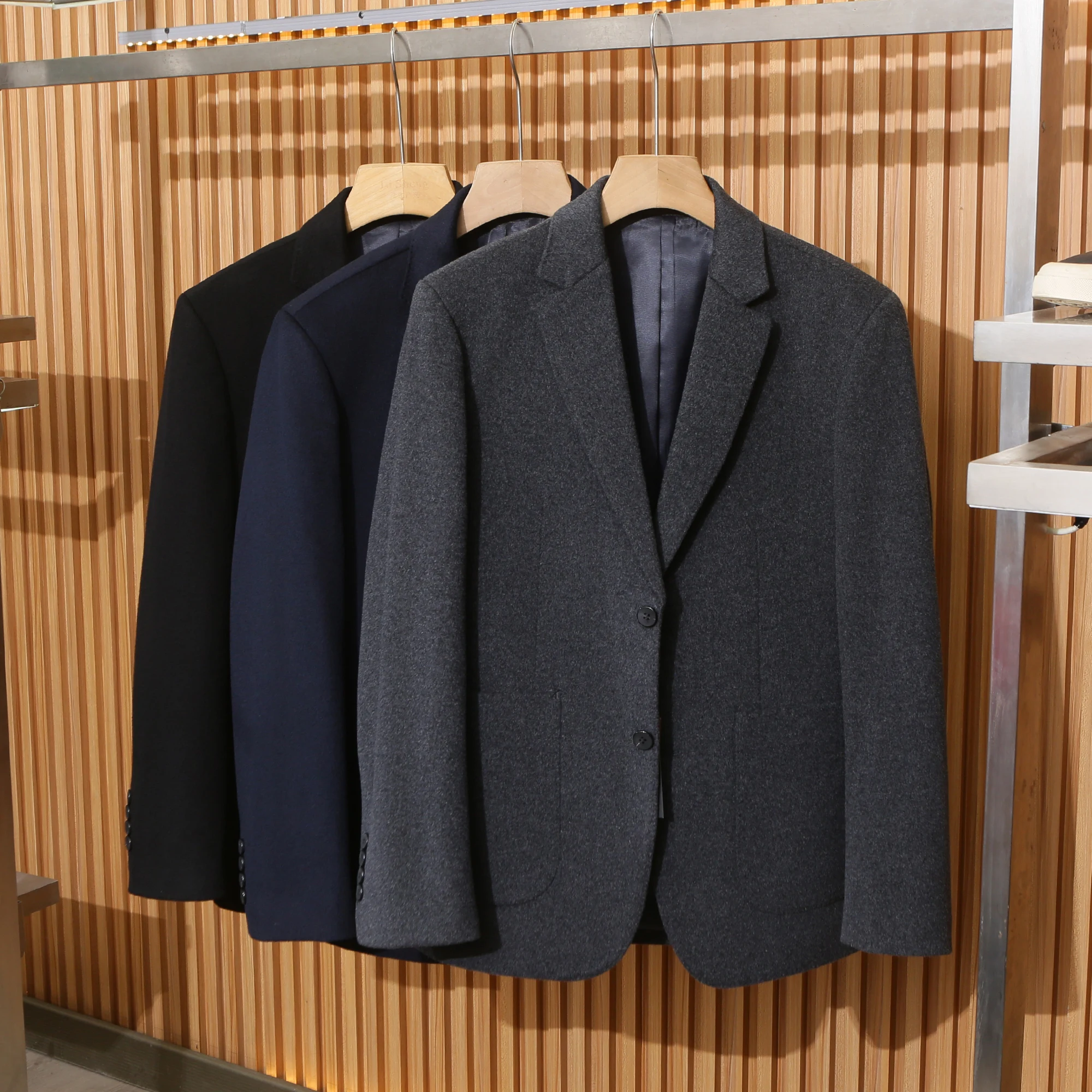 

Мужской деловой повседневный шерстяной пиджак из 100% шерсти, осенний, приталенный, теплый, с длинным рукавом, на одной пуговице