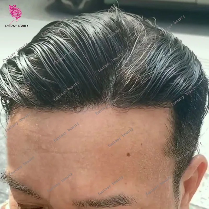 

# 1B Off Черные мужские волосы 0,1 мм Инъекция Тонкий мужской парик из искусственной кожи Серый 1B10 1b80 Настоящие человеческие волосы Необнаружимая прочная система протезов