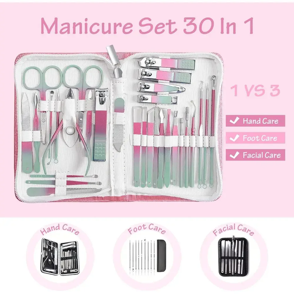 30 Piece Nail Clipper Set, Gradient Stainless Steel Foot Trimmer Set, Nail Clipper Set, Nail Repair Kit