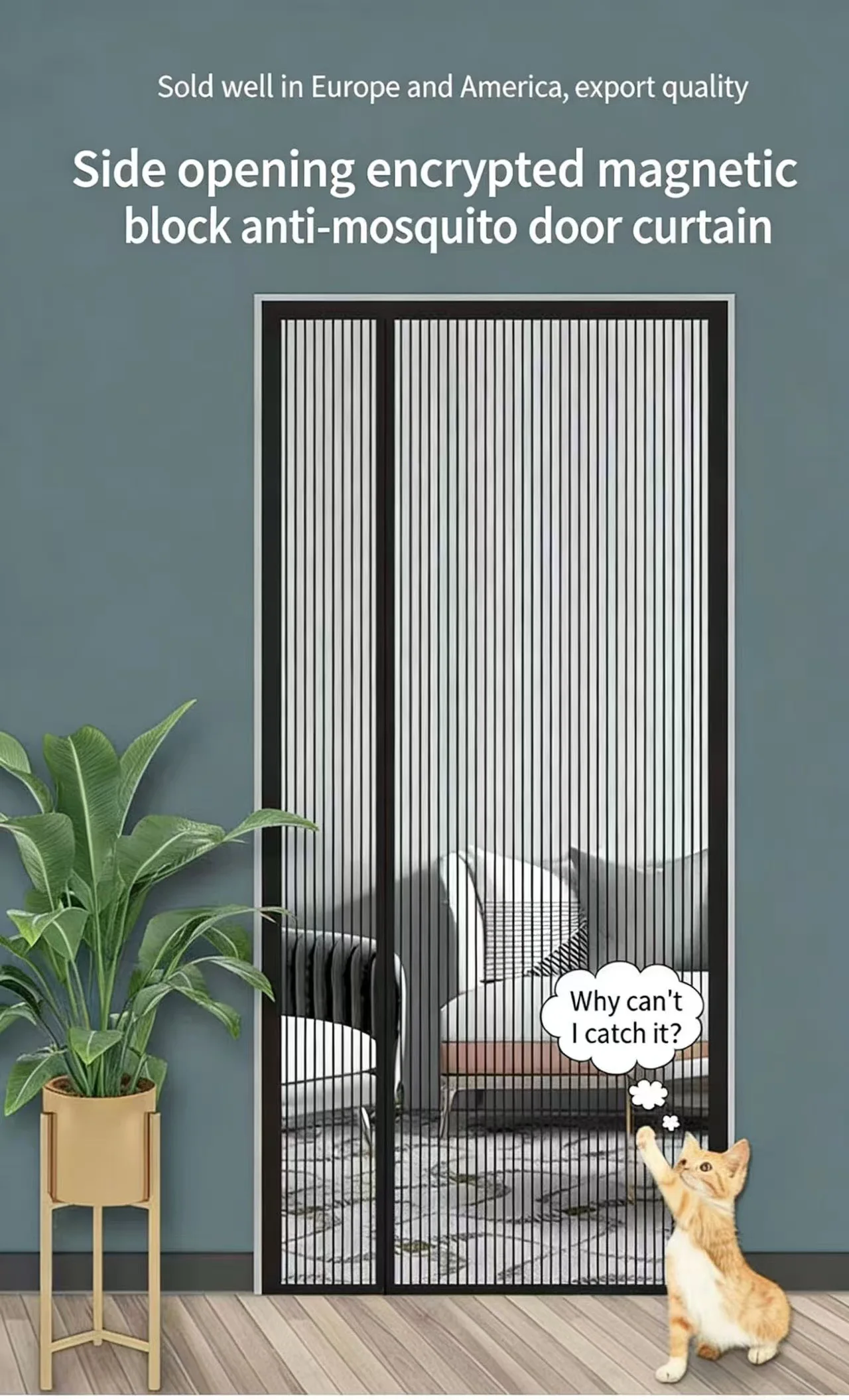 

Diamond mesh mosquito curtain, summer mosquito net, magnetic self-adhesive net curtain, no need for drilling, for household use,