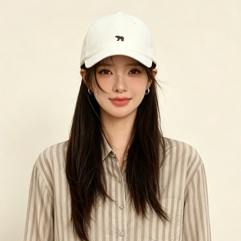 New hard top hat breathable and versatile big head circumference bear soft top baseball cap