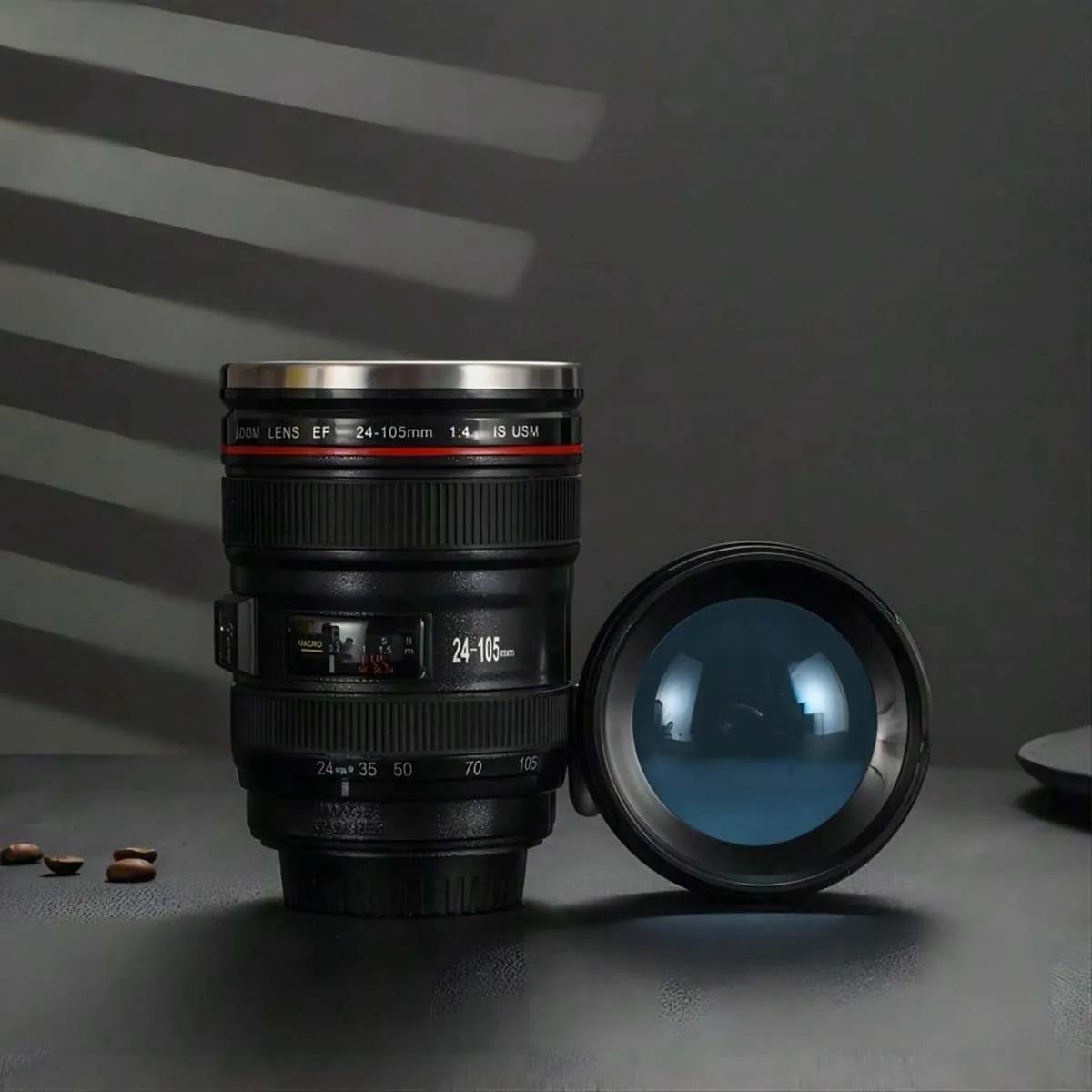 Camera Lens Mug Creative Camera Lens Stainless Steel Cup With Lid Portable Gift Cup For Outdoor Travel Camping For Photographers