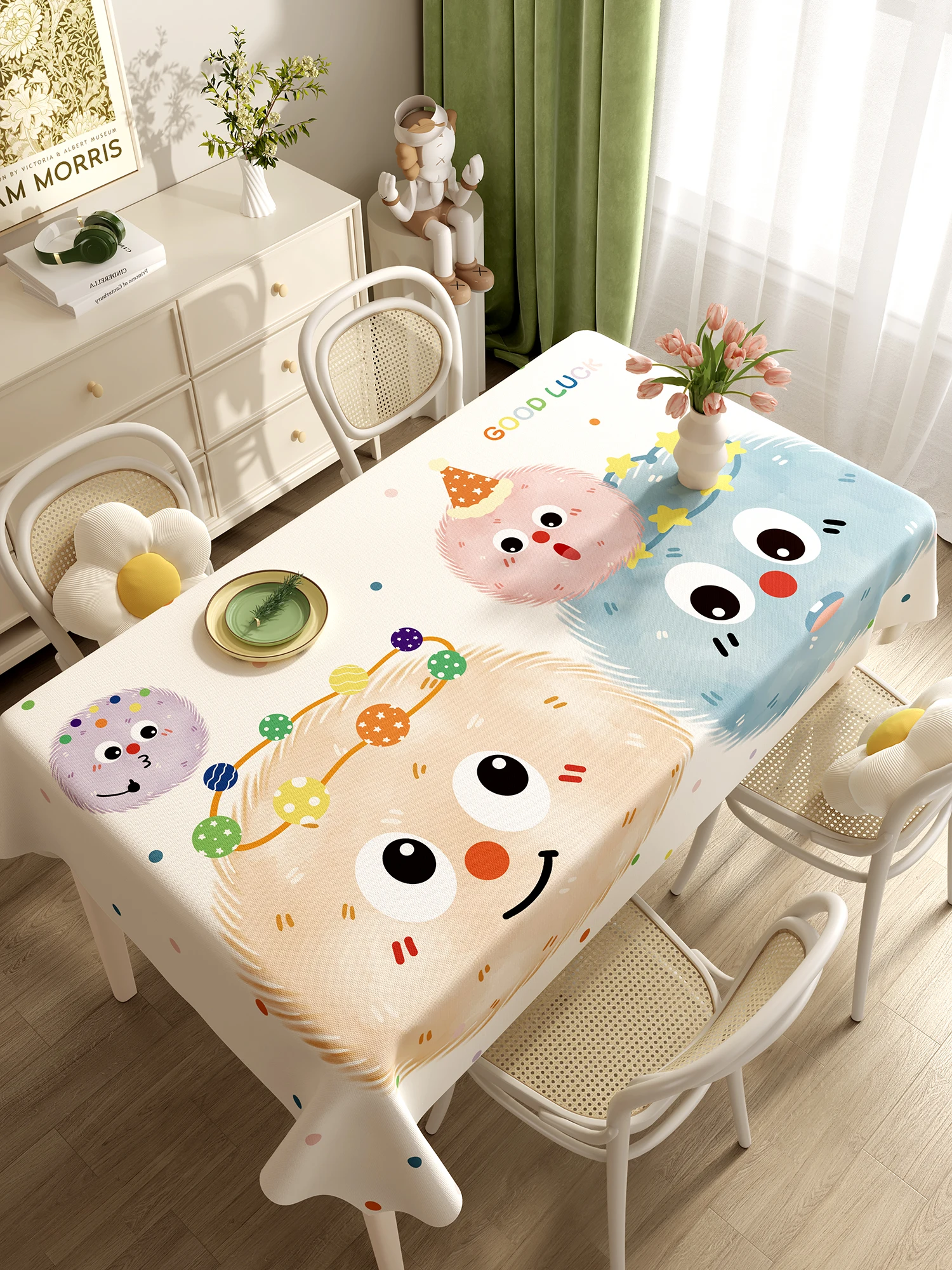 

Cartoon 2025 new dining table tablecloth waterproof and oil-proof leave-in light luxury high-end tablecloth anti-scalding