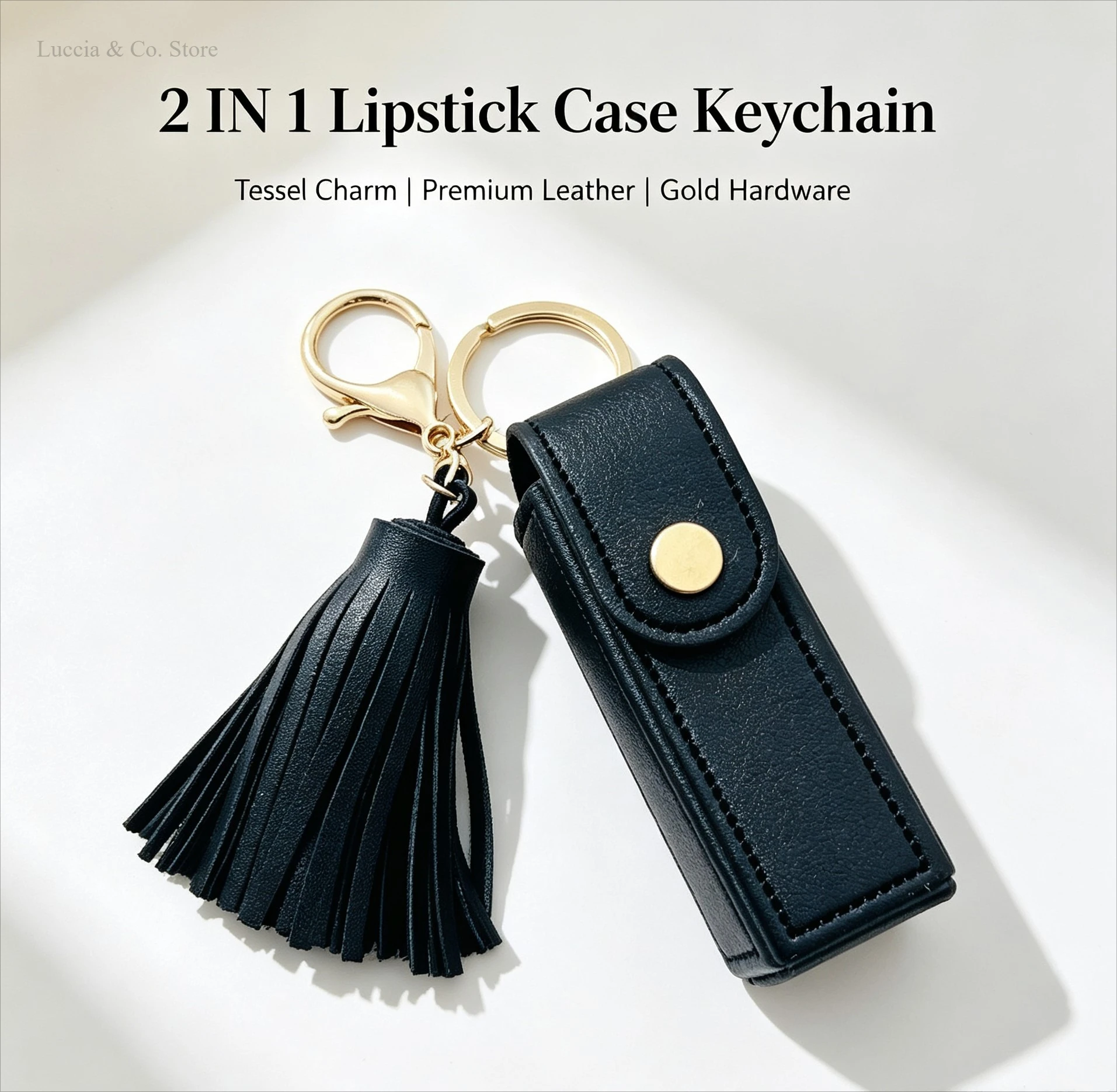 Key Holder Leather Pouch - Astuccio Porta Rossetto con Nappa, Nuova