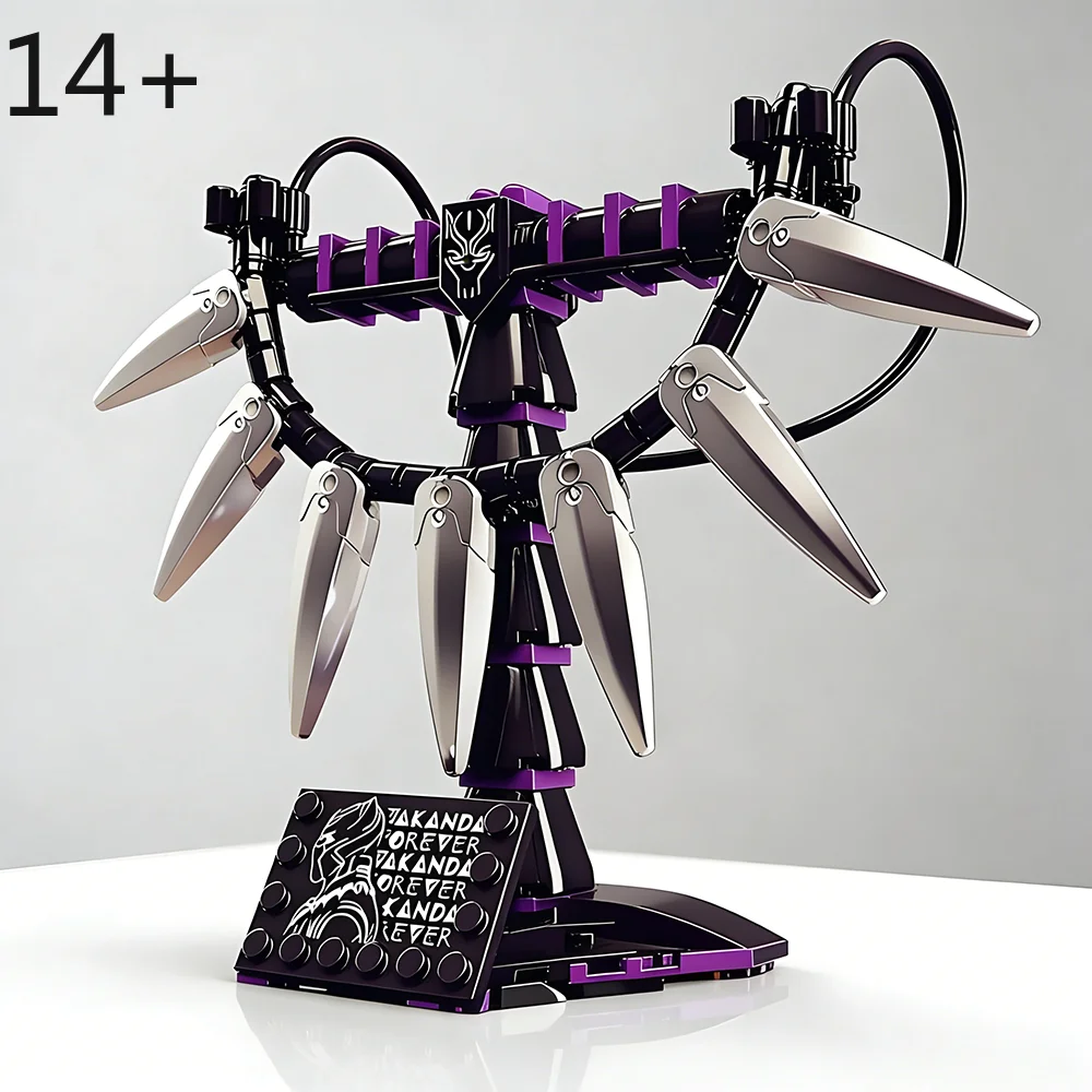 

Новинка 2026 года: 128 деталей, черные строительные блоки-конструкторы «Ваканда навсегда» (Пантера), модель для декора дома, игрушки, рождественские подарки