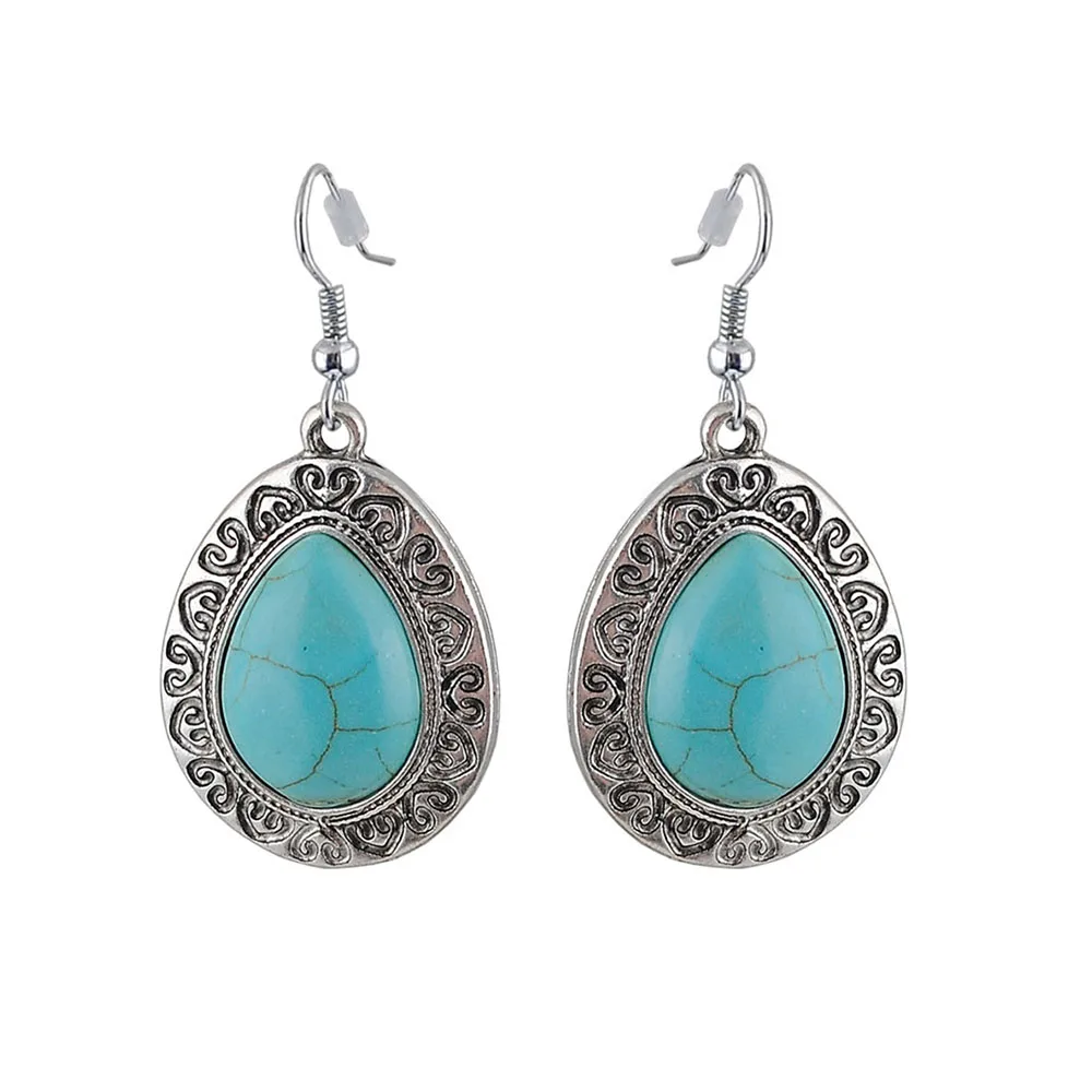 Elegant Fashion Vintage Glamour Water-Shaped Alloy Engraved Pattern Retro Earrings for Women Perfect Gift Idea