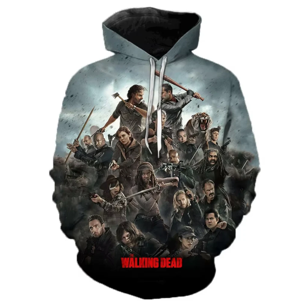 Horror TV Series The Walking Dead 3D Printed Men's Hoodie Harajuku Long Sleeves Outdoor Pullover Sweatshirt Kids Unisex Clothing