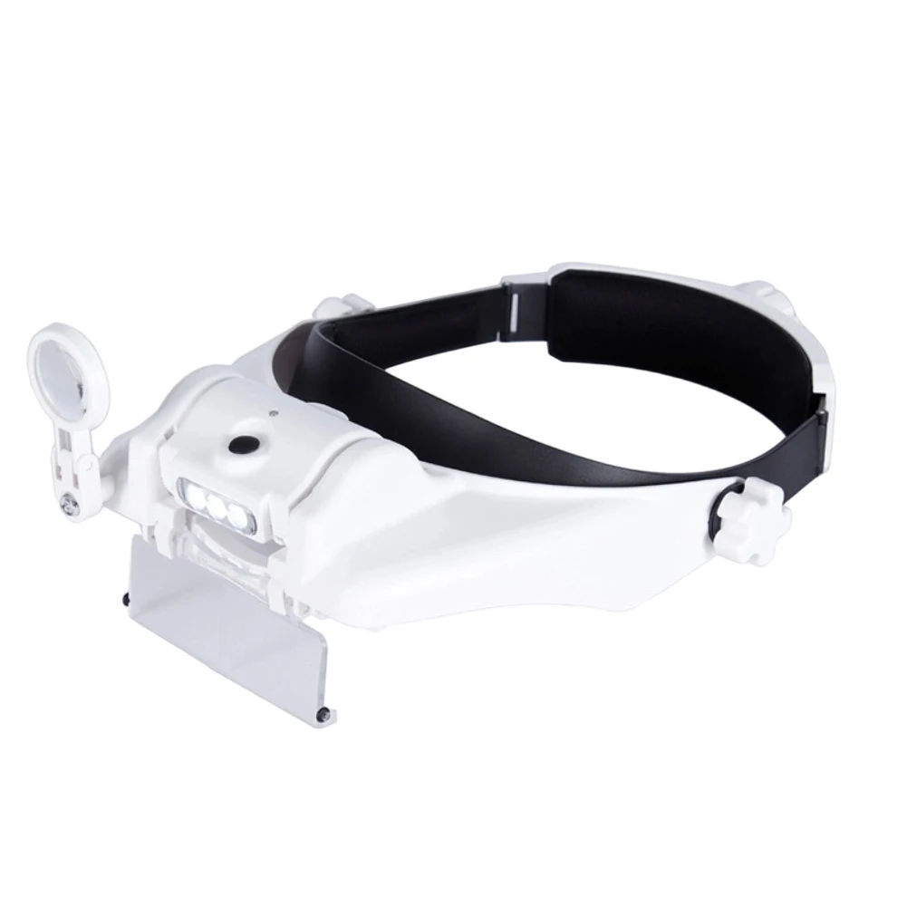 Headband Loupe LED Magnifier 15 Lens Combinations Adjustable LED Lights 8-12 Hours Battery Life 5 Replaceable Lenses