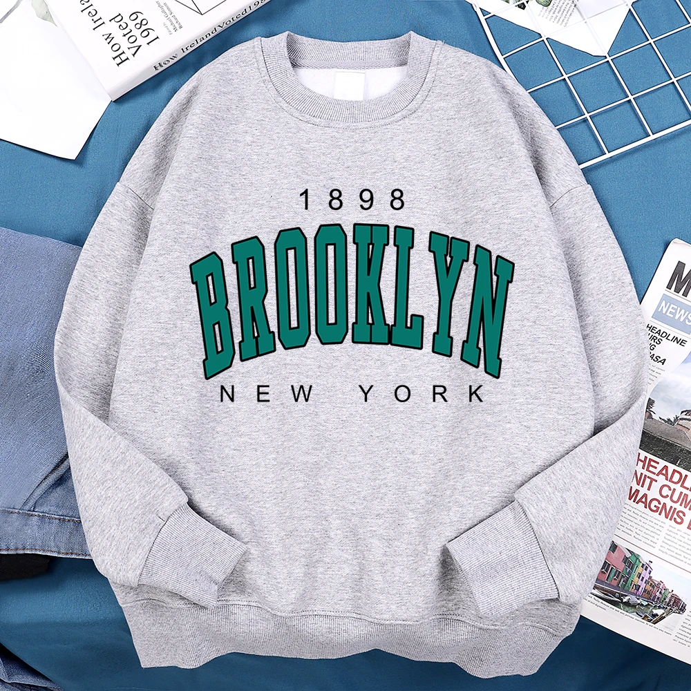 1898 Brooklyn New York Sweatshirts Man Fashion Pullover Sportswear Crewneck Warm Hoodie Autumn Fleece Loose Women Hoodie Couple