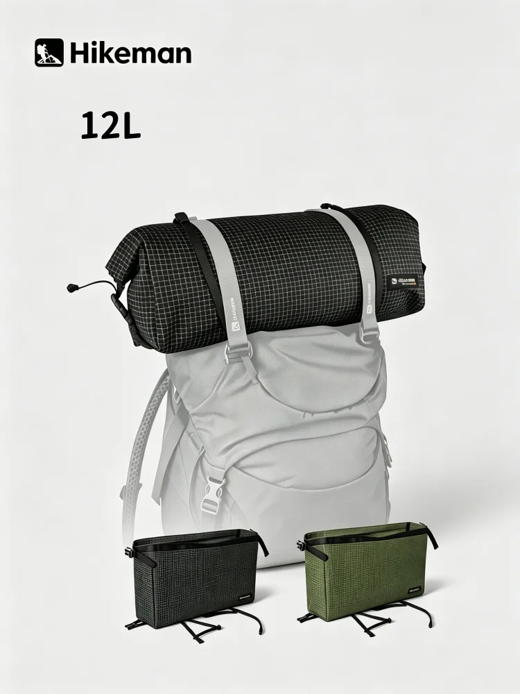 Sac à dos HIKEMAN 12L, sac de rangement supérieur ultraléger, imperméable, pochette de rangement à enroulement, randonnée en plein air, camping, extension de sac à dos