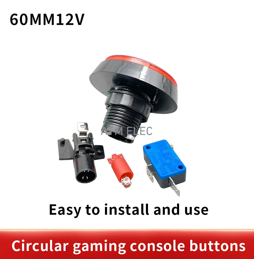 Arcade Button 5 Colors LED Light Lamp 60MM  Big Round Arcade Video Game Player Push Button Switch