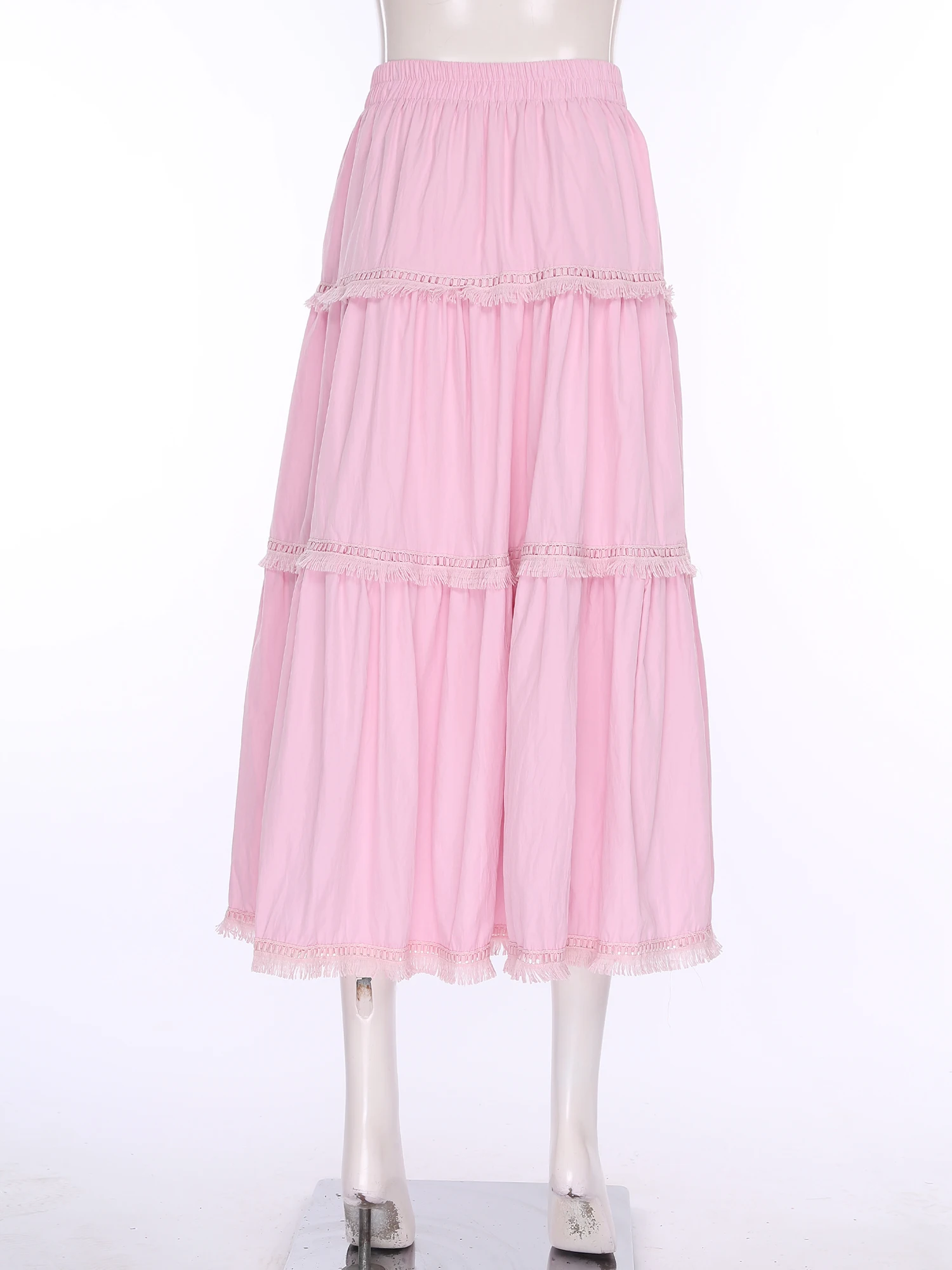 กระโปรงทรงเอเอวสูงผ้ายืดสำหรับผู้หญิง สไตล์สตรีทแวร์ เหมาะสำหรับใส่ไปเที่ยวทะเลช่วงฤดูร้อน