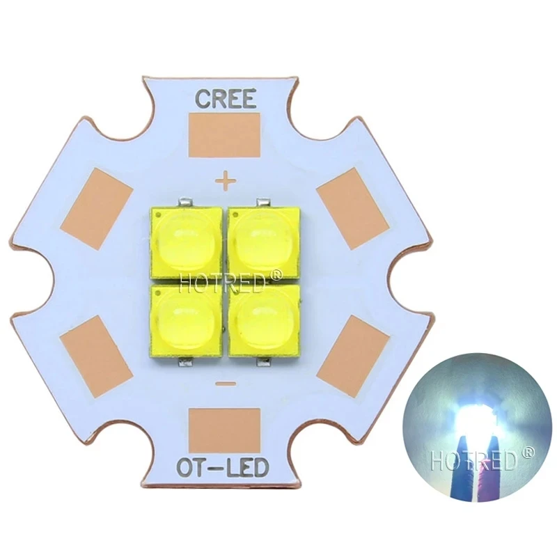 高出力LEDカウンターライト用高出力ダイオード、スポットライトパーツ、20mm銅PCB、4チップ、10w-28w、xpg3、XP-G3、3v、6v、12v