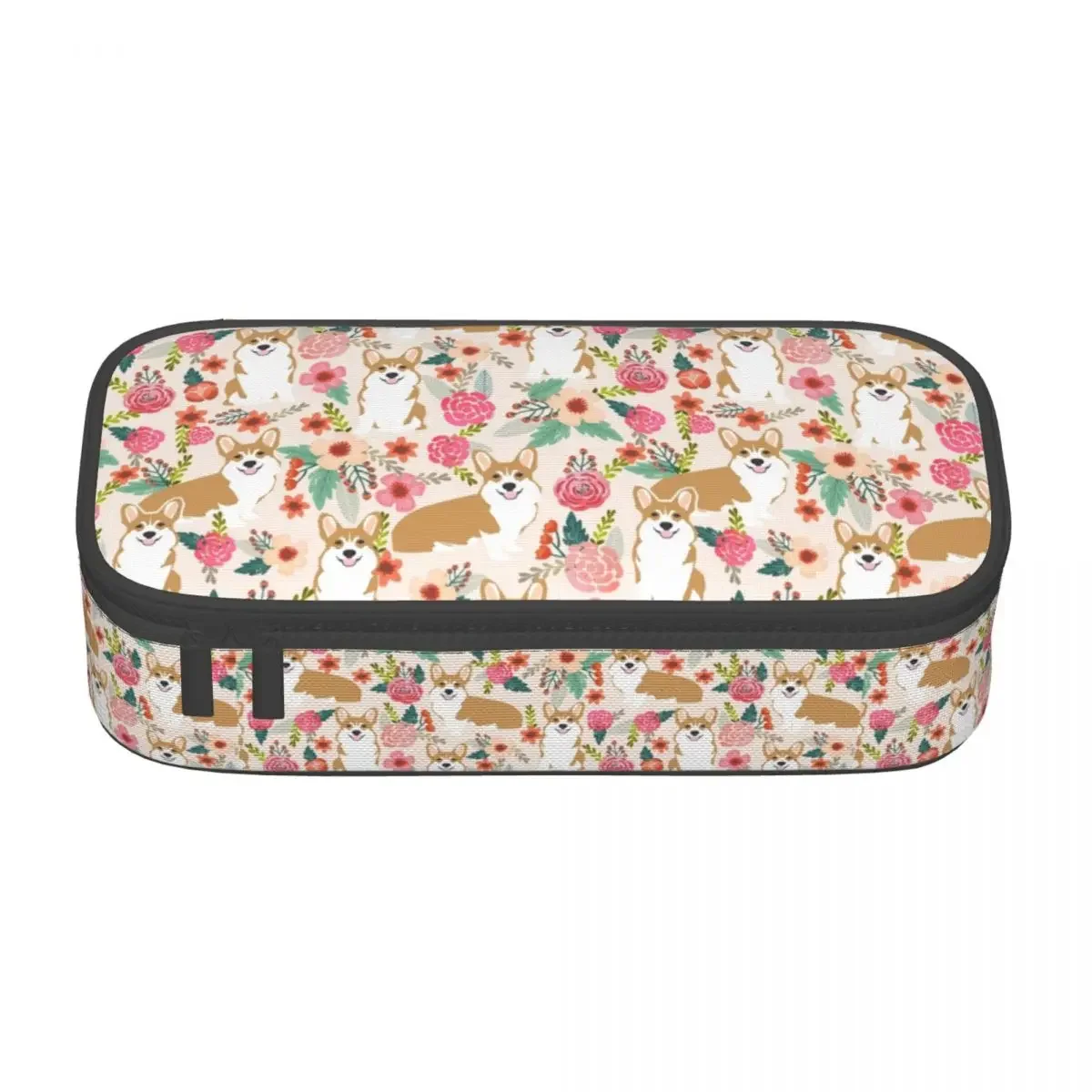 

Custom Corgi Floral Flowers Pencil Cases for Girls Boys Large Capacity Welsh Corgis Dog Pen Bag Box School Accessories