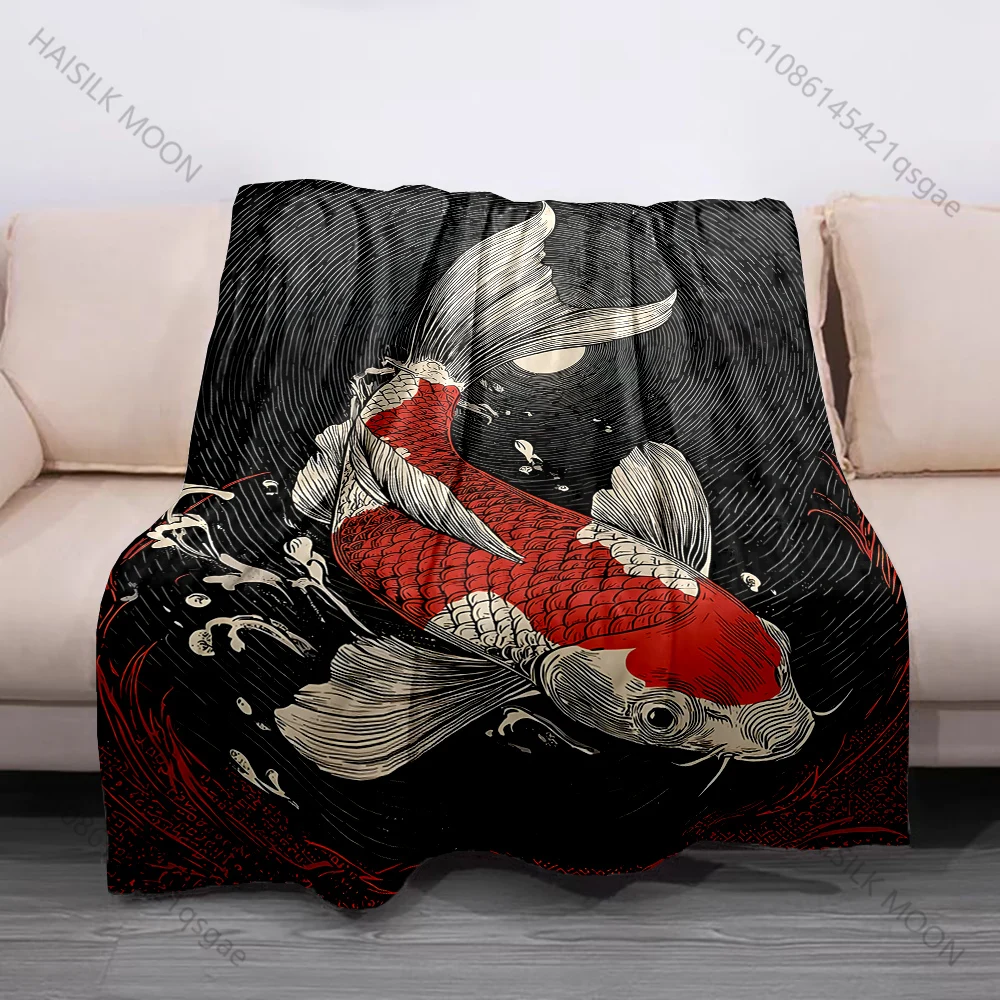 1PC White fox asleep by starlit pond Print Blanket Flannel Material Soft Warm for All Seasons Home Outdoor Camping Picnics RV
