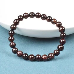 Natural Dark Red Garnet Bracelet for Women Men Round Natural Pomegranate Stone Beads Bracelets Lucky Energy Jewelry Gifts