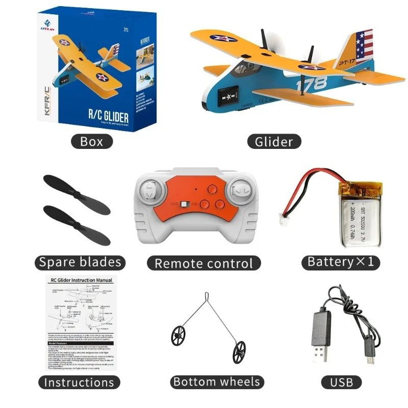 KF801 2채널 RC 글라이더 스턴트 비행기 전동 원격 조종 항공기 쉬운 조종 고정익 모델 어린이 초보자 선물