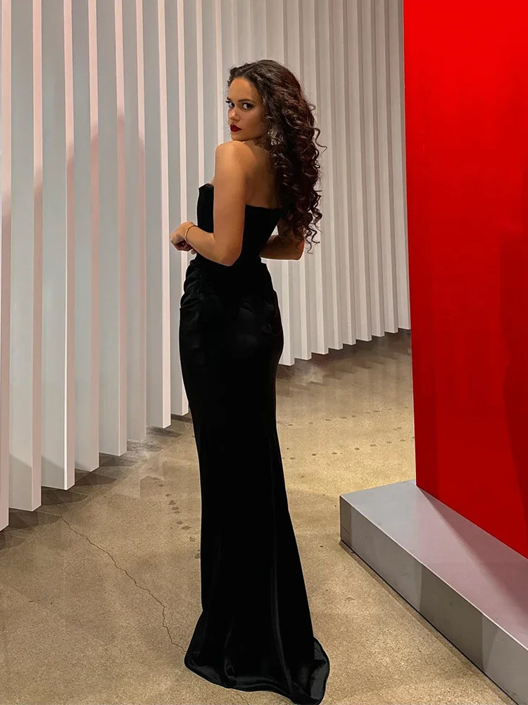 Sexy korsetten tube mouwloze maxi-jurk voor dames elegante backless bodycon visgraat lange jurk club party prom avond gewaden