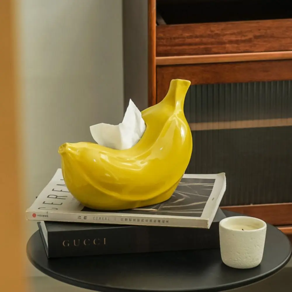 

Desktop Decoration Ceramics Banana Tissue Box Modern Stylish Household Paper Box Exquisite Napkin Storage Box Bedroom
