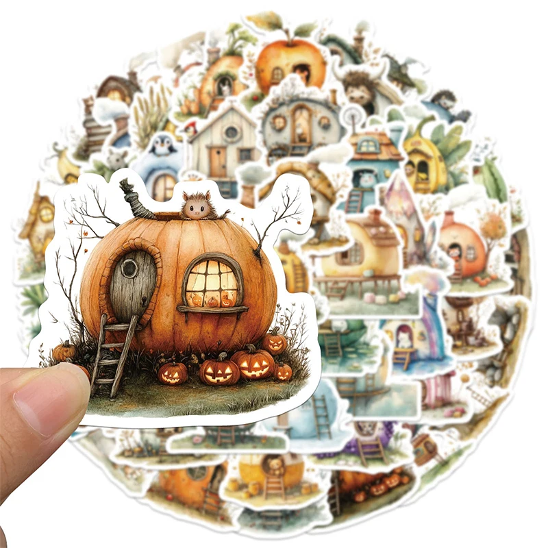 50PCS Cute Cartoon Colorful Animal Cabin Stickers Kawaii Fancy Animal House Sticker Aesthetic Waterproof Vinyl Decals