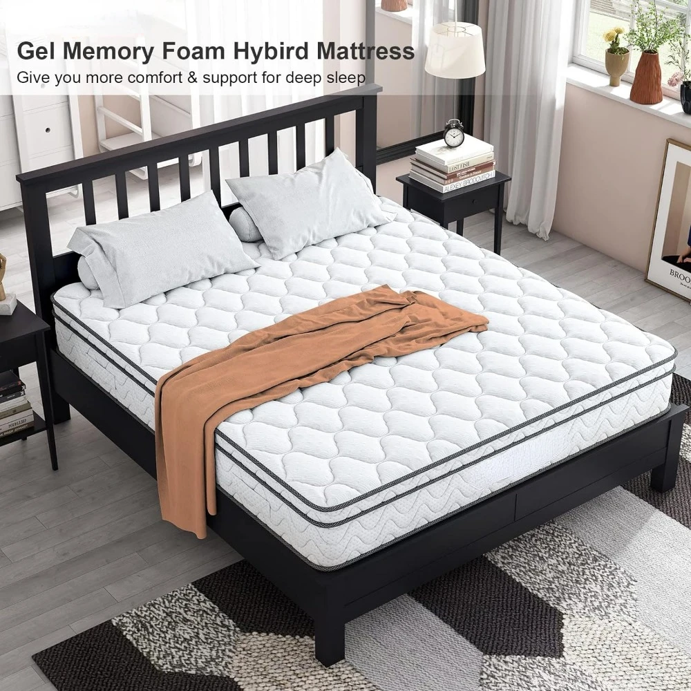 Twin Mattress, 10 Inch Hybrid Twin Size Mattress in a Box, Single Bed Mattress with Memory Foam and Pocket Spring