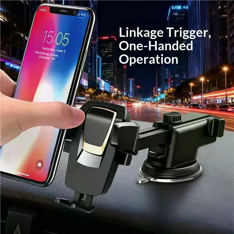 Position GPS Perfectly! Linkage Sucker Car Phone Holder Mount Stand, Adjustable Extendable Arm 360° Rotating Dashboard Holder