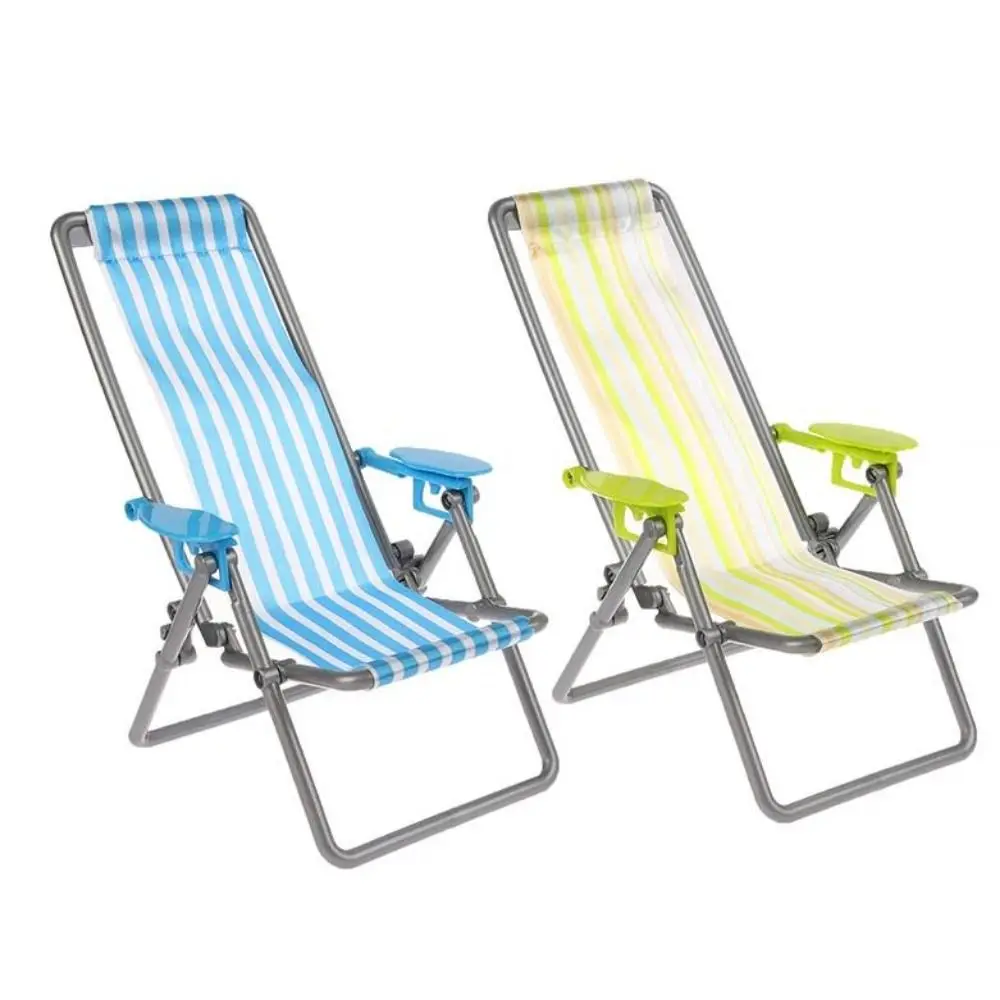 New Mini 1/6 Dollhouse Chair 4 Colors 12*11*19.5cm Foldable Beach Chair Model Dolls House Furniture Decoration Outdoor Dollhouse