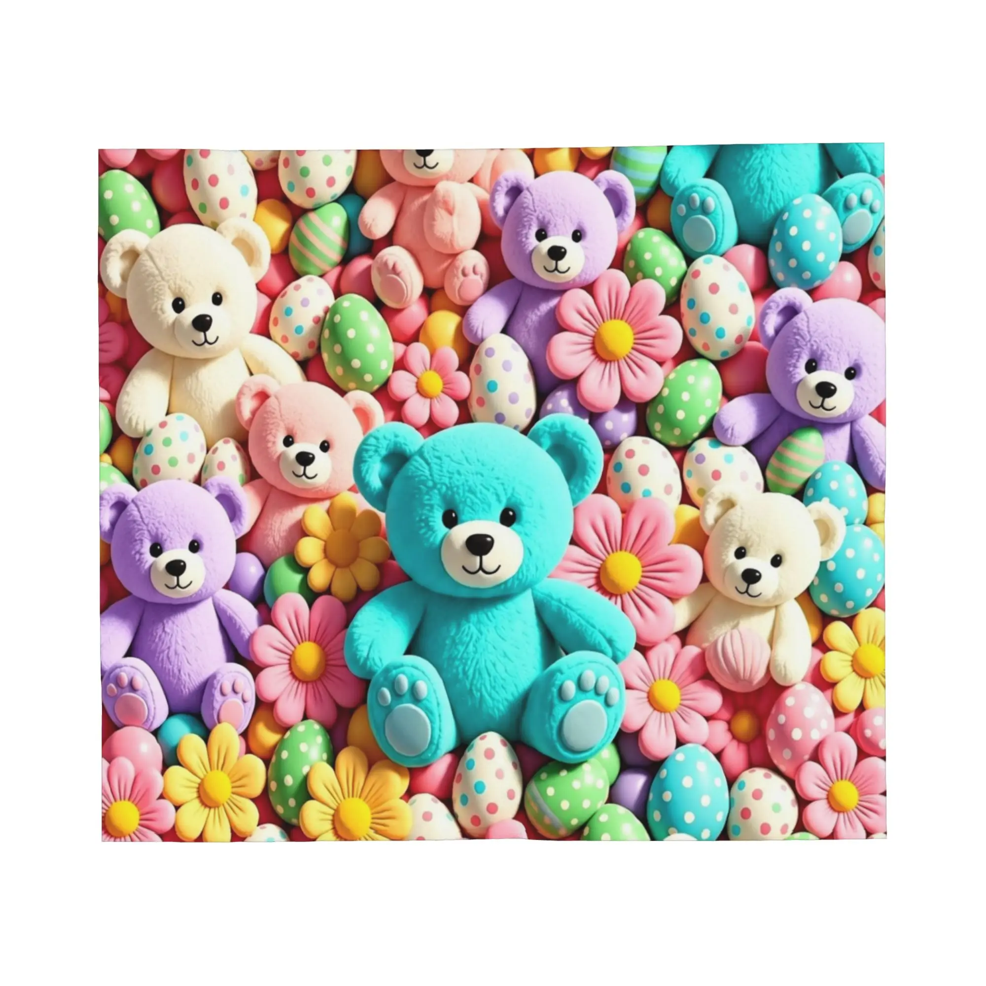 3D Teddys Bear Sweet Cartoon Lovely Knitted Blanket Fleece Candy Flower Super Soft Throw Blanket for Home Couch Bedroom Quilt