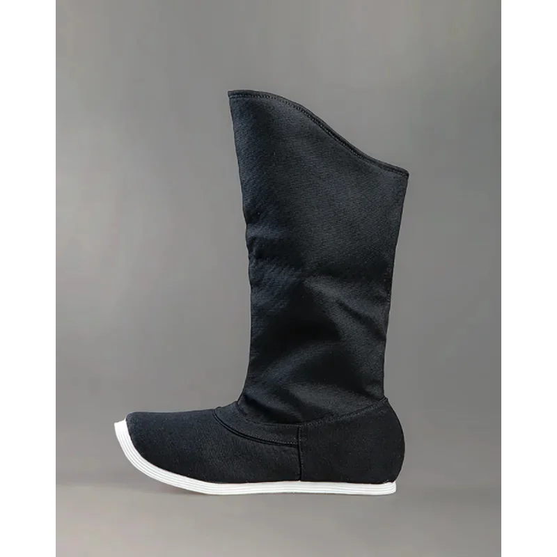 Hanfu أحذية سوداء برقبة أحذية الرجال قماش زيادة المطاط وحيد مقاوم للماء الصينية Hanfu الصابون الأحذية أحذية النساء حجم كبير 35-46 #