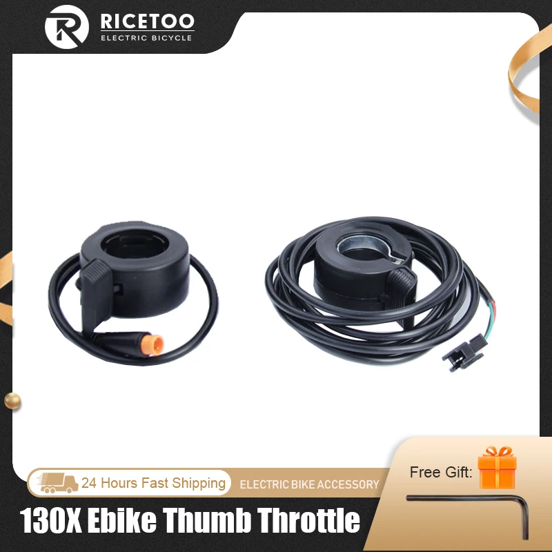 

Electric Bicycle Thumb Throttle 130X Thumb Throttle 3 Pin Waterproof/SM Plug Connector Left or Right Electric Scooter