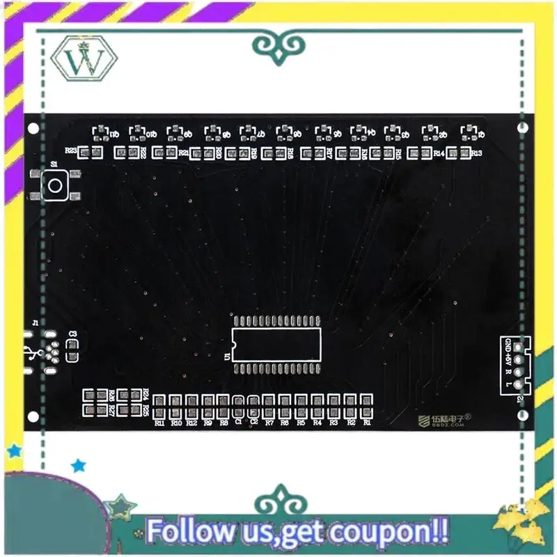 A28Q-Fan-Shaped LED Music Spectrum Rhythm Light Display DIY Production Kit SMD Component Practice TJ-56-714