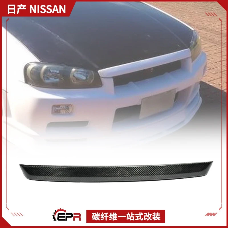 SAAR Compatible with Nissan Skyline R34 Carbon Fiber Modification Parts Upper Lip Engine Front Hood Addition