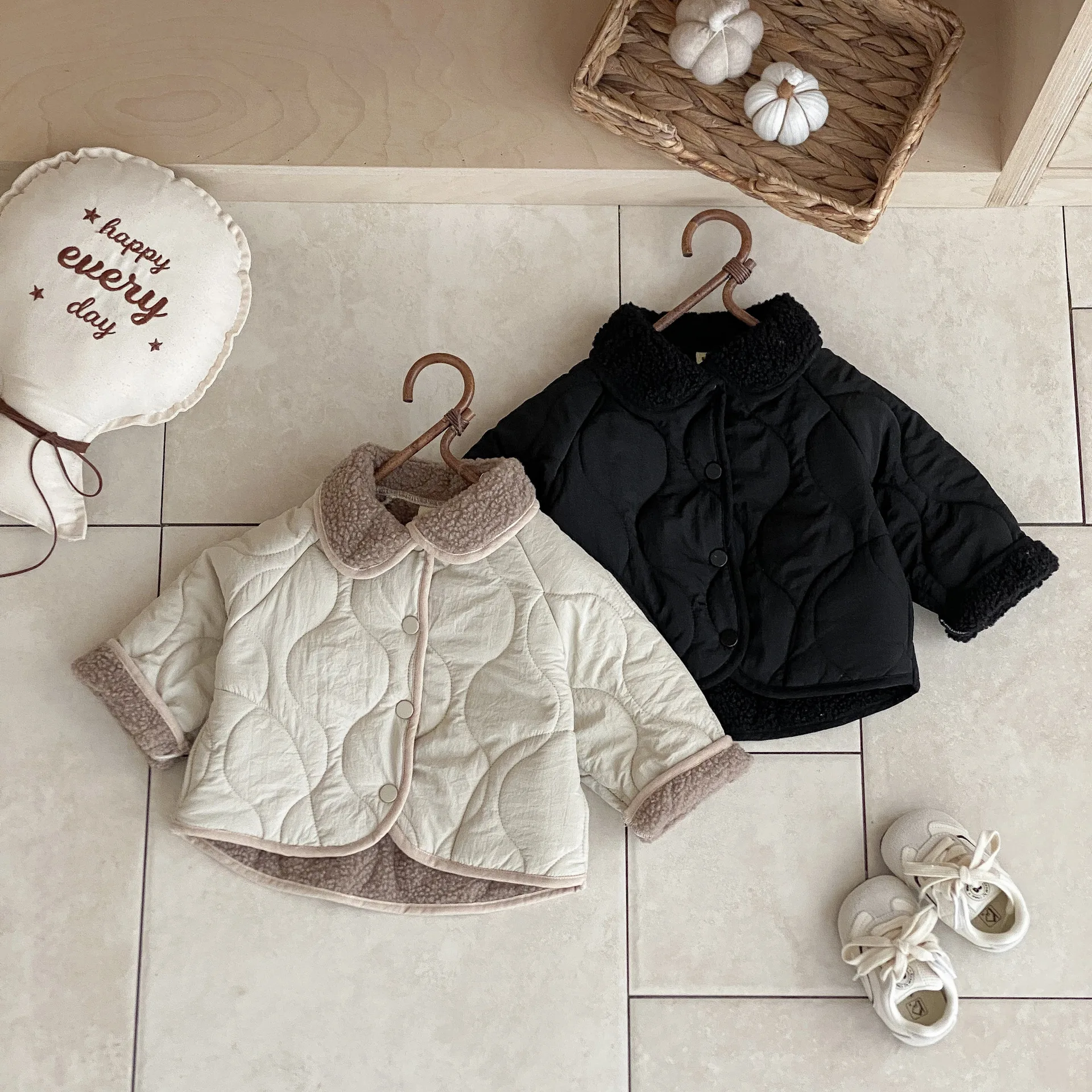 

2025 Autumn New Children Long Sleeve Warm Coat Solid Boys Girls Padded Jacket Baby Plus Velvet Thick Coat Kids Clothes