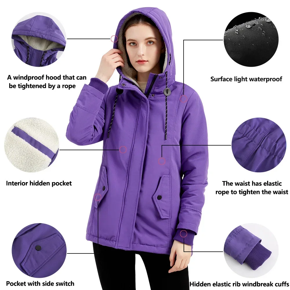 2023 Womens Parker Coat Autumn/winter Cotton-padded Jacket for Women Thickened Jacket Womens Casual Hooded Coat