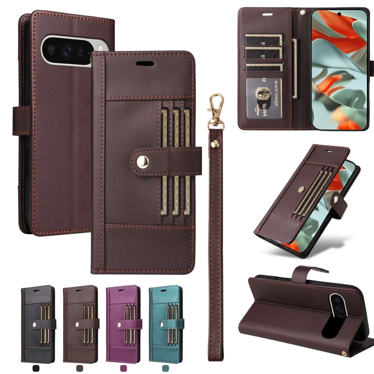 Anti-diebstahl pinsel Ledertasche Für Google Pixel Pixel 10 9 Pro XL 5G 9A 8A 10ProXL 9ProXL Flip Karte Solt Brieftasche Abdeckung Funda Etui