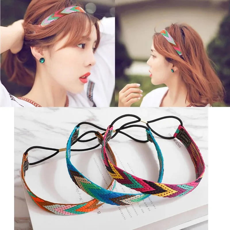 

Embroidery Headbands For Women Men Hair Accessories Bridal Elastic Hairbands Beach Hair Rubber Bands Turban Bandage Bandanas