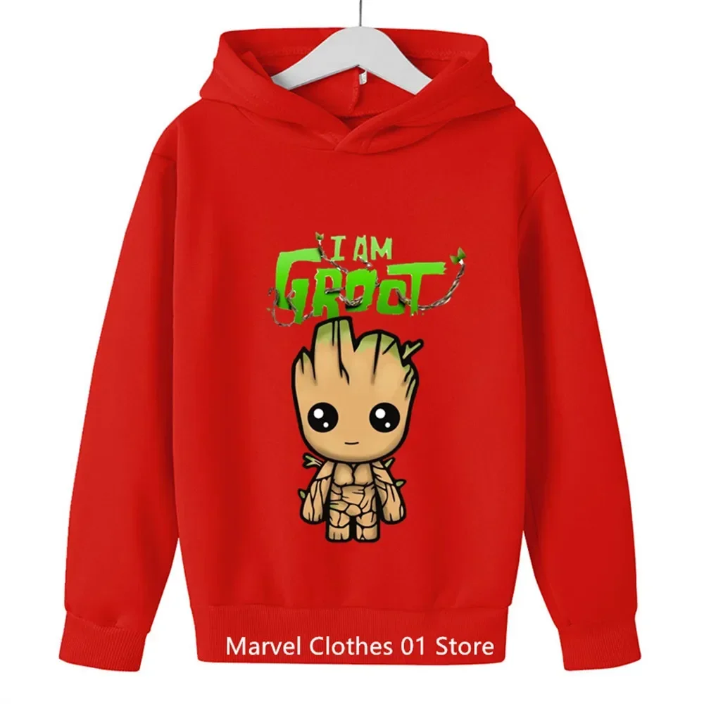 Kawaii Groot Hoodie Kids Clothes Girls Clothing Fashion Baby Boys Clothes Autumn Warm Sport Sweatshirt Children Tops