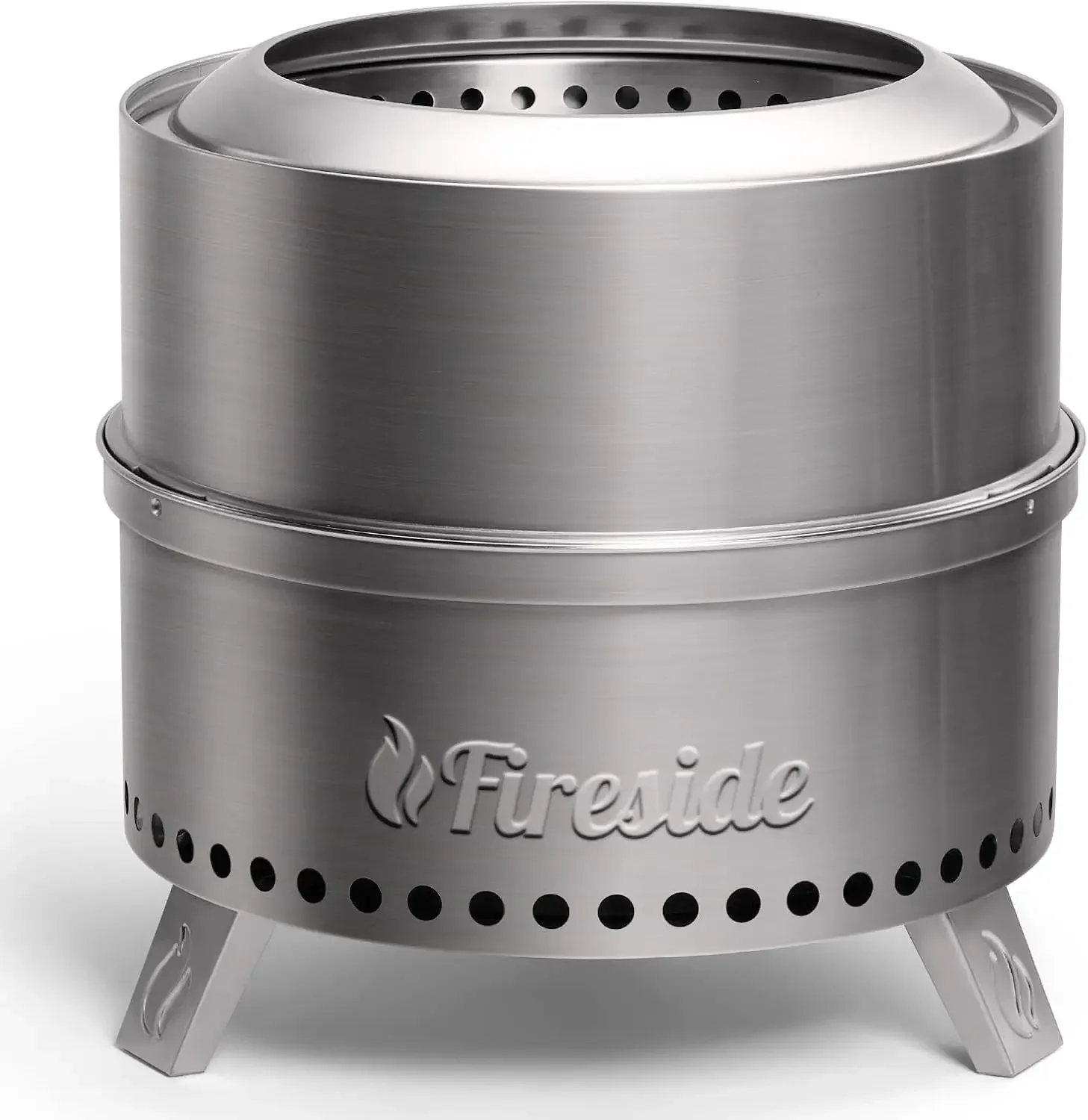 

19-дюймовый бездымный очаг для сжигания дров на открытом воздухе, портативная походная печь из нержавеющей стали 304 с подставкой, съемным пепельником, W