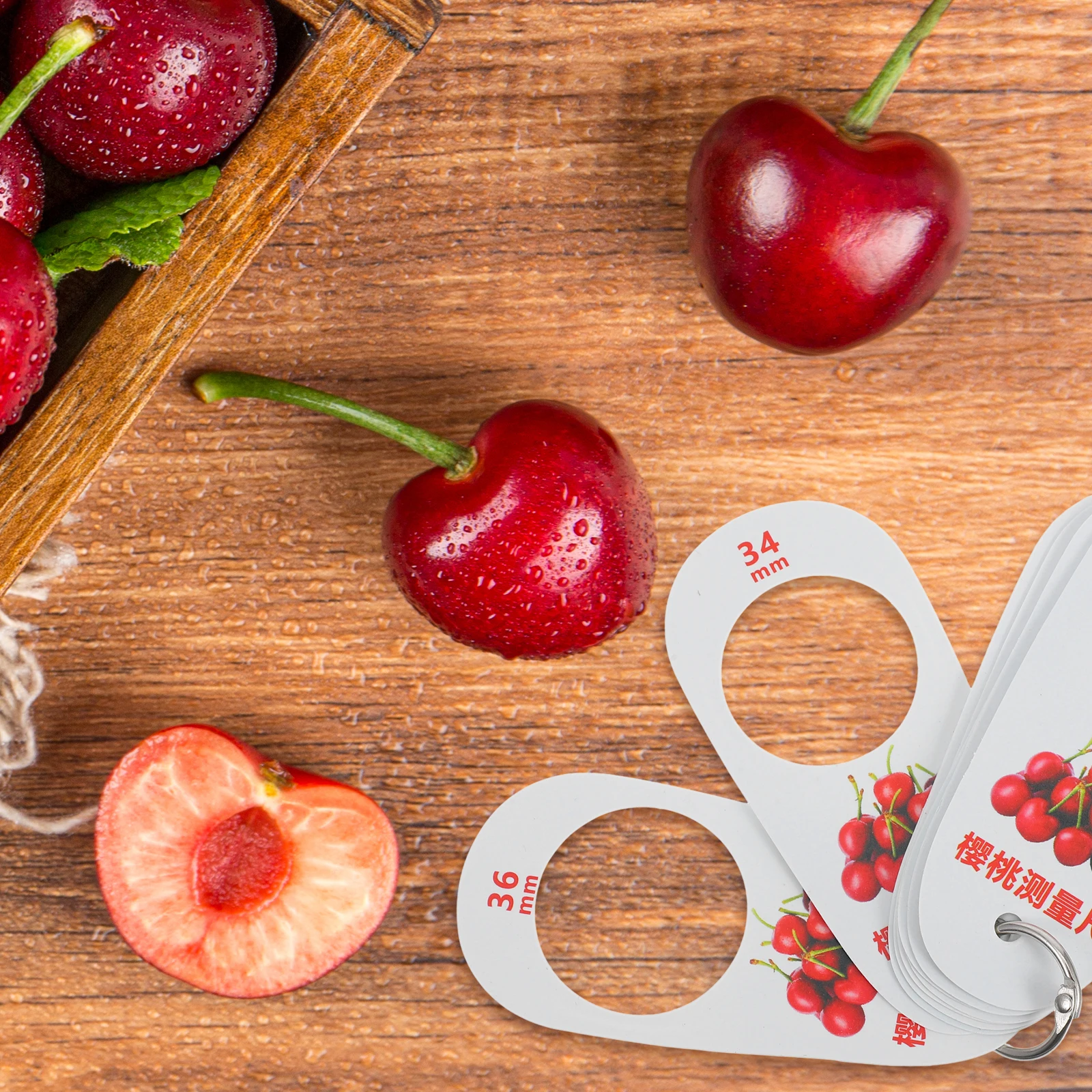 

Cherry Measuring Caliper Blueberry Size Measurement Table Gauge Ruler Lap Plastic Rings Diameter Card