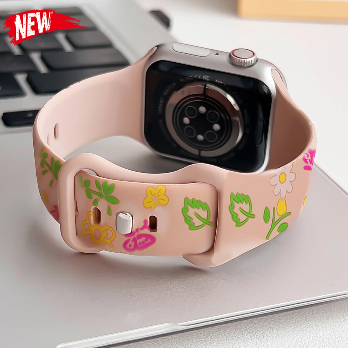 Süße Farbe Blumen weiches Silikonarmband für Apple Watch 42 mm 46 mm 44 40 mm 49 45 38 41 mm Mädchen Slim Band für iwatch 10 9 8 SE 7 6 5