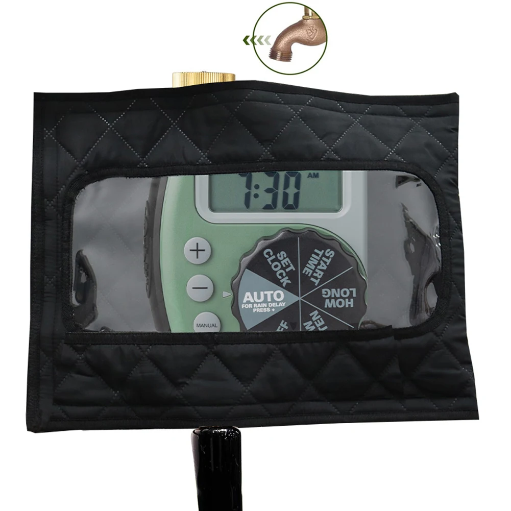 

Irrigation Guard Hose Timer Cover Transparent Front Window Waterproof Spring Asian Cotton Fabric Hose Faucet Protector