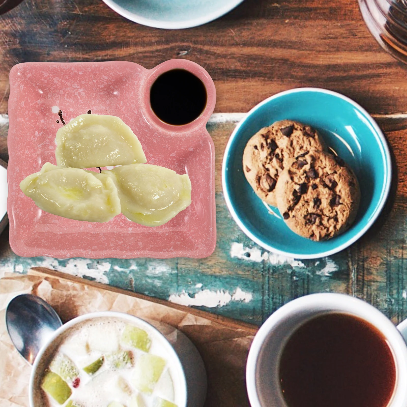 

Пластиковая настольная витрина, креативная розовая миска для соуса, идеально подходит для соусов, закусок, блюдце для приправ, блюдце для дома