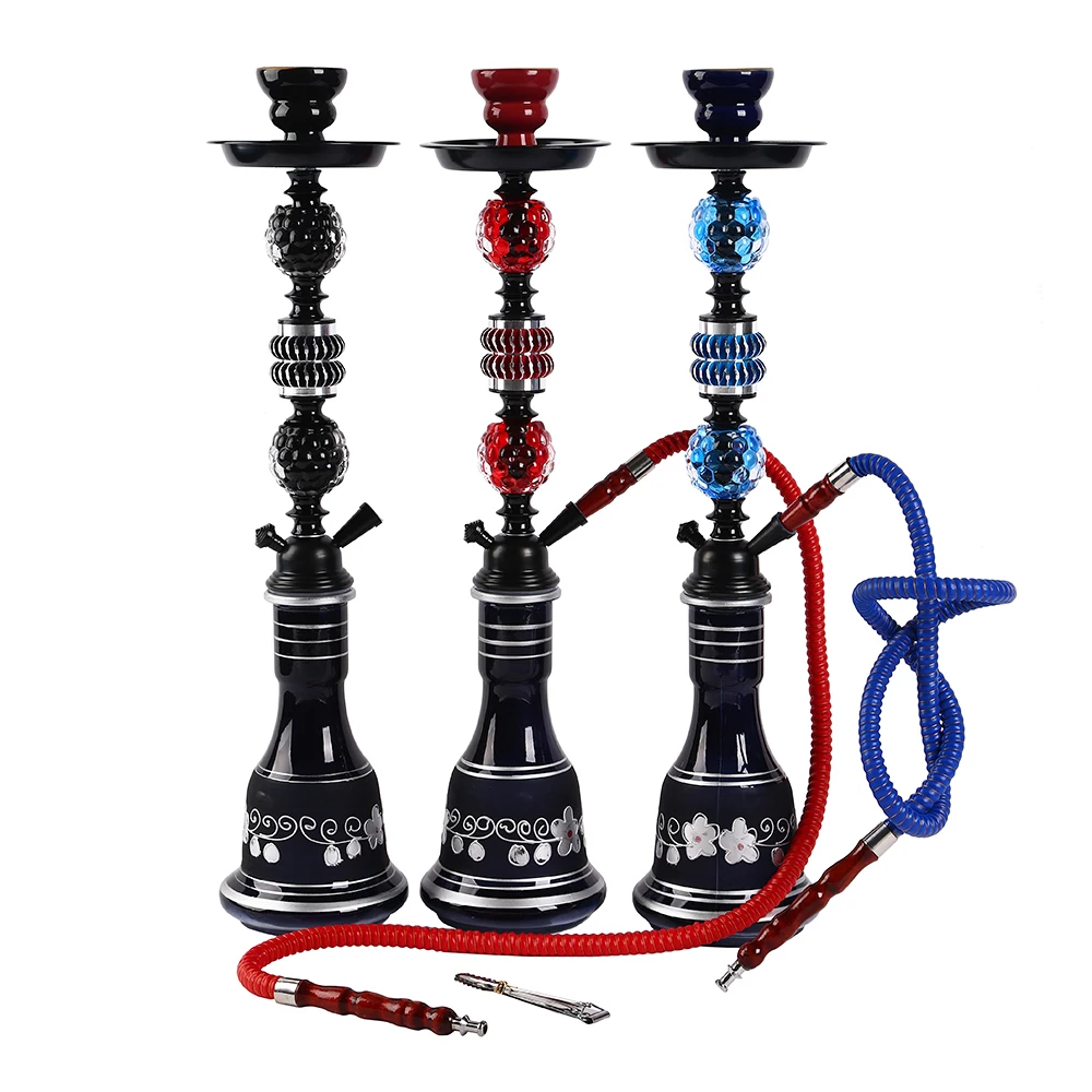 

Pipa Shisa de vidrio, juego de Hookah con cuenco de ceramica, Metal, pinzas para carbon, accesorios de manguera de cuero