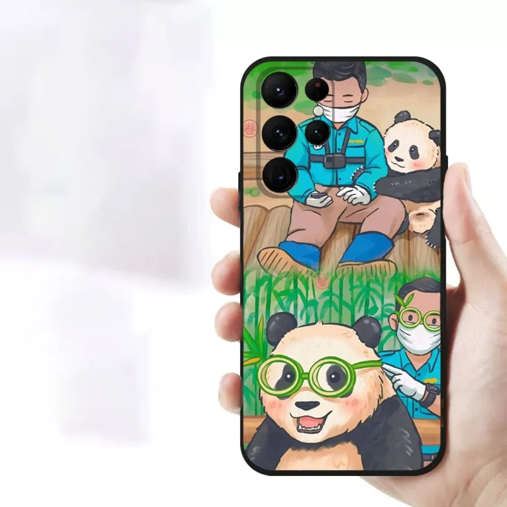 fubao panda  Phone Case For Samsung S23,23,22,30,21,10,9,Note20 Ultra,Lite,Ultra,5G,Plus,FE,Black Soft Case