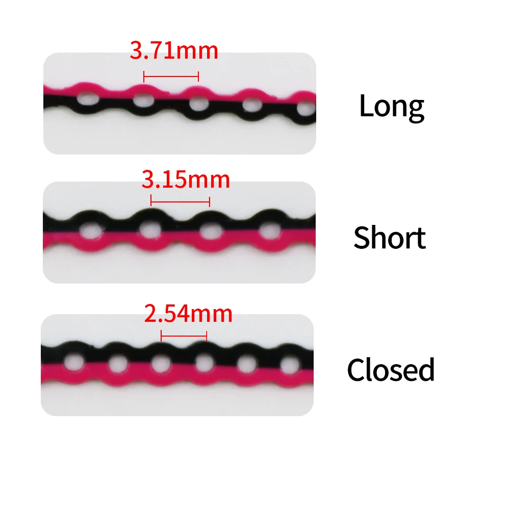 Orthodontic Dental Power Chain Two Tone Dual Color Rubber Chain Long/Short/Continuous 7.5Feet/Roll