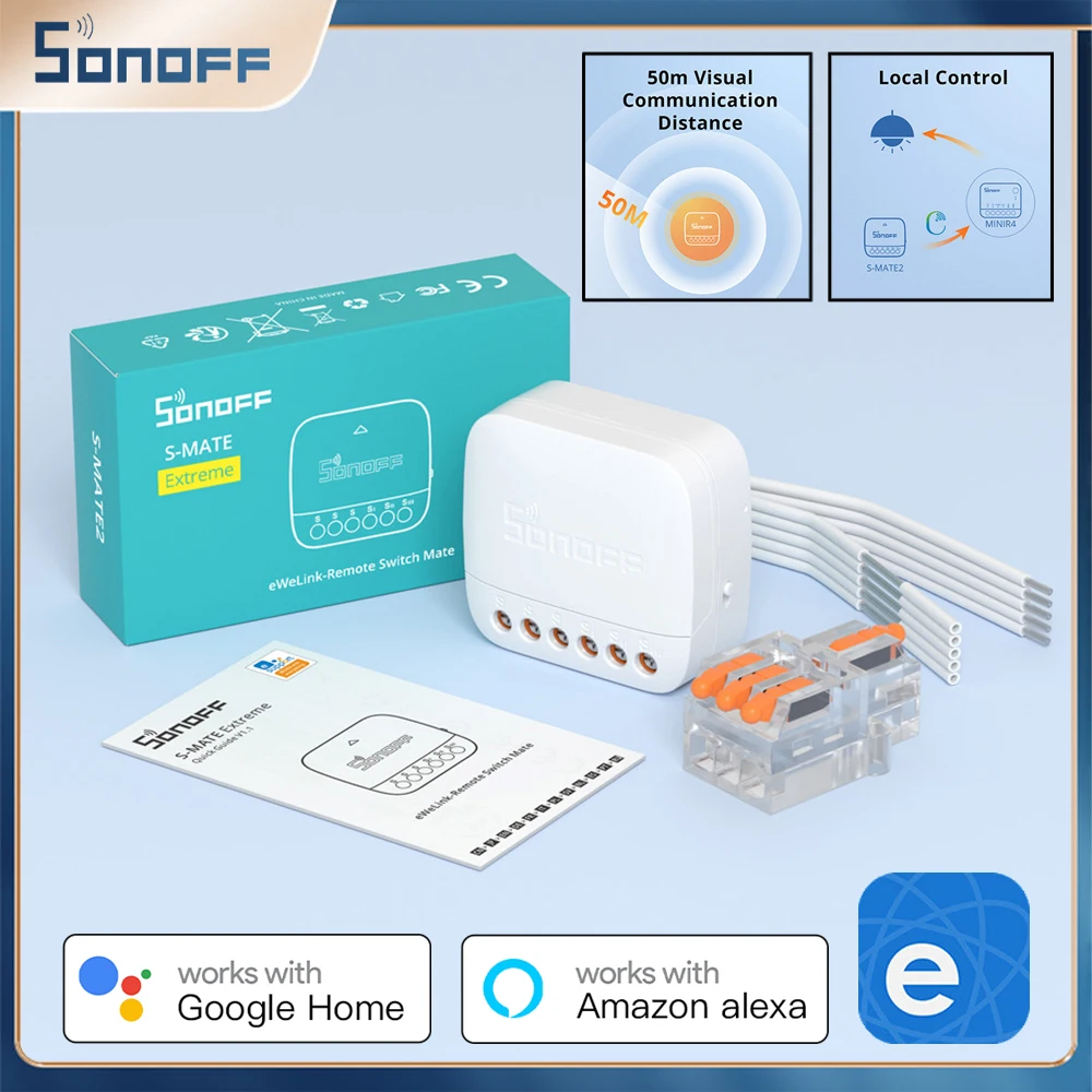 SONOFF Extreme Mini Switch Mate S-MATE2 EWeLink App Remote Control Via Smart Switch For Home Work With Alexa Google Home IFTTT